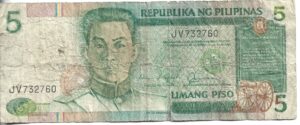 FILIPINAS 5 PESOS 1987