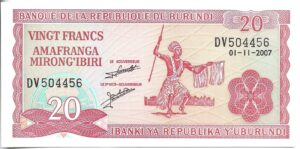 BURUNDI 20 FRANCOS 2007 SIN CIRCULAR