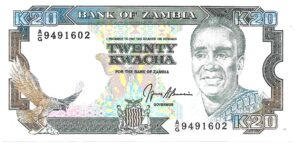 ZAMBIA 20 KWACHA 1989 SIN CIRCULAR