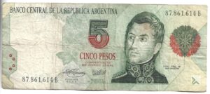 ARGENTINA 5 PESOS CONVERTIBLES PRIMER DISEÑO