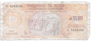 ARGENTINA 0,10 AUSTRALES BONO JUJUY