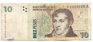 ARGENTINA 10 PESOS CONVERTIBLES SEGUNDO DISEÑO REPOSICIÓN