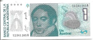 ARGENTINA 1 AUSTRAL SIN CIRCULAR SERIES A, B Y C