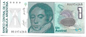 ARGENTINA 1 AUSTRAL SIN CIRCULAR SERIES A, B Y C