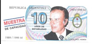 ARGENTINA 10 MENEMTRUCHO SIN CIRCULAR