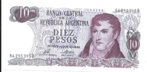 ARGENTINA 10 PESOS LEY 18.188 LEYENDA DECRETO LEY SERIE D SIN CIRCULAR