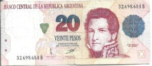 ARGENTINA 20 PESOS CONVERTIBLES PRIMER DISEÑO