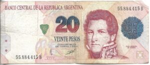 ARGENTINA 20 PESOS CONVERTIBLES PRIMER DISEÑO