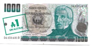 ARGENTINA 1000 PESOS ARGENTINOS RESELLADO SIN CIRCULAR