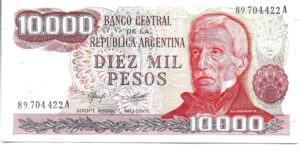 ARGENTINA 10.000 PESOS LEY 18.188 SERIE A