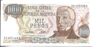 ARGENTINA 1000 PESOS LEY 18.188 SIN CIRCULAR SERIE G