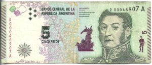 ARGENTINA 5 PESOS SERIE PRÓCERES REPOSICIÓN