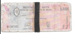 ARGENTINA 1000 PESOS ARGENTINOS BONO SALTA