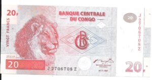 CONGO 20 FRANCOS 1997 SIN CIRCULAR