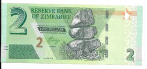 ZIMBABWE 2 DÓLARES 2019 SIN CIRCULAR
