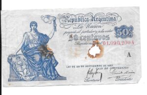 ARGENTINA 50 CENTAVOS 1918 CAJA DE CONVERSIÓN
