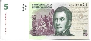ARGENTINA 5 PESOS CONVERTIBLES SEGUNDO DISEÑO SIN CIRCULAR