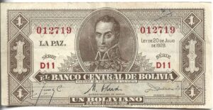 BOLIVIA 1 BOLIVIANO 1928