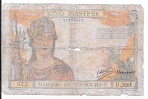 INDOCHINA 5 PIASTRES 1940