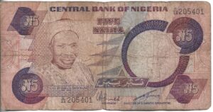 NIGERIA 5 NAIRA 1987