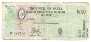 ARGENTINA 100 PESOS ARGENTINOS BONO SALTA