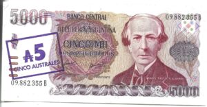 ARGENTINA 5000 PESOS ARGENTINOS RESELLADO SIN CIRCULAR
