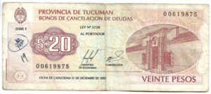 ARGENTINA 20 PESOS BONO TUCUMÁN