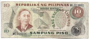 FILIPINAS 10 PESOS 1969