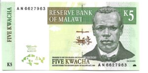MALAWI 5 KWACHA 19970 SIN CIRCULAR