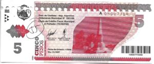 ARGENTINA MUNICIPALIDAD DE BELL VILLE 5 PESOS 2007