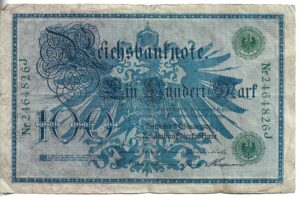 ALEMANIA 100 MARCOS 1908 SELLO VERDE