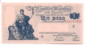 ARGENTINA 1 PESO PROGRESO 1942 SIN CIRCULAR