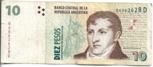 ARGENTINA 10 PESOS CONVERTIBLES CON LEYENDA