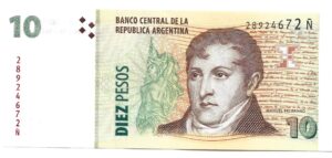 ARGENTINA 10 PESOS CONVERTIBLES SEGUNDO DISEÑO SIN CIRCULAR