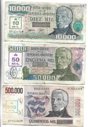 ARGENTINA LOTE 10.000, 50.000 Y 500.000 AUSTRALES TRANSITORIO
