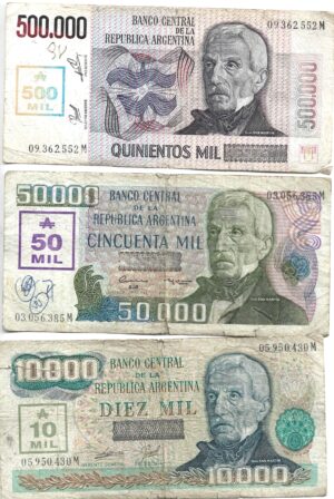 ARGENTINA LOTE 10.000, 50.000 Y 500.000 AUSTRALES TRANSITORIO