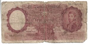 ARGENTINA 100 PESOS MONEDA NACIONAL SERIE A