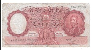 ARGENTINA 100 PESOS MONEDA NACIONAL SERIE B