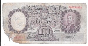 ARGENTINA 1000 PESOS MONEDA NACIONAL NÚMEROS ROJOS