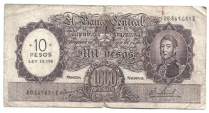 ARGENTINA 1000 PESOS MONEDA NACIONAL RESELLADO