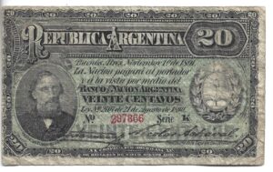 ARGENTINA 20 CENTAVOS FRACCIONARIOS 1891