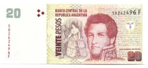 ARGENTINA 20 PESOS CONVERTIBLES SEGUNDO DISEÑO SIN CIRCULAR