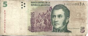 ARGENTINA 5 PESOS CONVERTIBLES SIN LEYENDA REPOSICIÓN