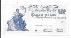 ARGENTINA 5 PESOS PROGRESO 1950 NÚMEROS NEGROS