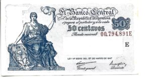 ARGENTINA 50 CENTAVOS PROGRESO 1947 SIN CIRCULAR