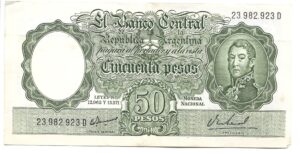 ARGENTINA 50 PESOS MONEDA NACIONAL SERIE D