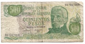 ARGENTINA 500 PESOS LEY LEYENDA DECRETO LEY