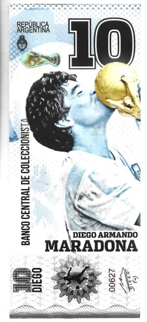 ARGENTINA BILLETE FANTASÍA MARADONA 10 PESOS