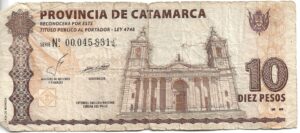ARGENTINA BONO 10 PESOS CATAMARCA 1998