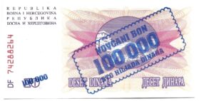 BOSNIA 100.000 DINAR 1993 SIN CIRCULAR